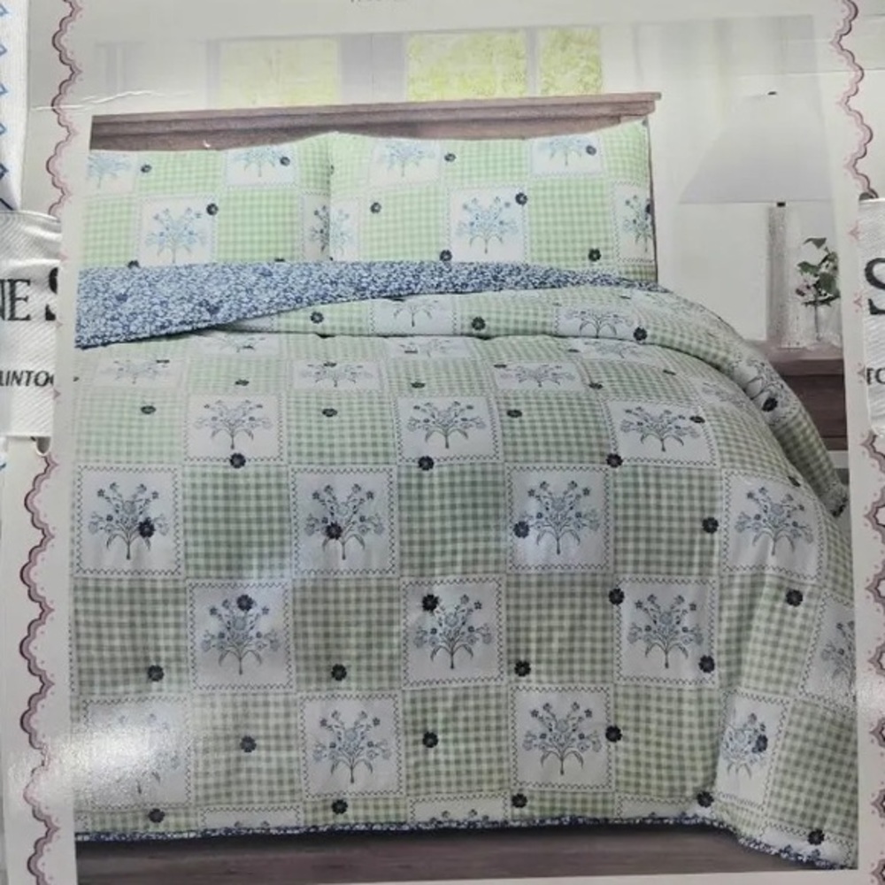NWT Gunne Sax by Jessica McClintock King Floral Ruffle Plush Comforter Quilt Set